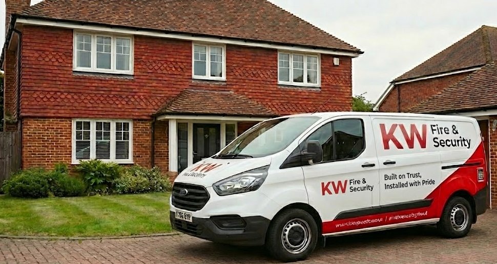 KW Fire and Security installation van working in Kent and East Sussex